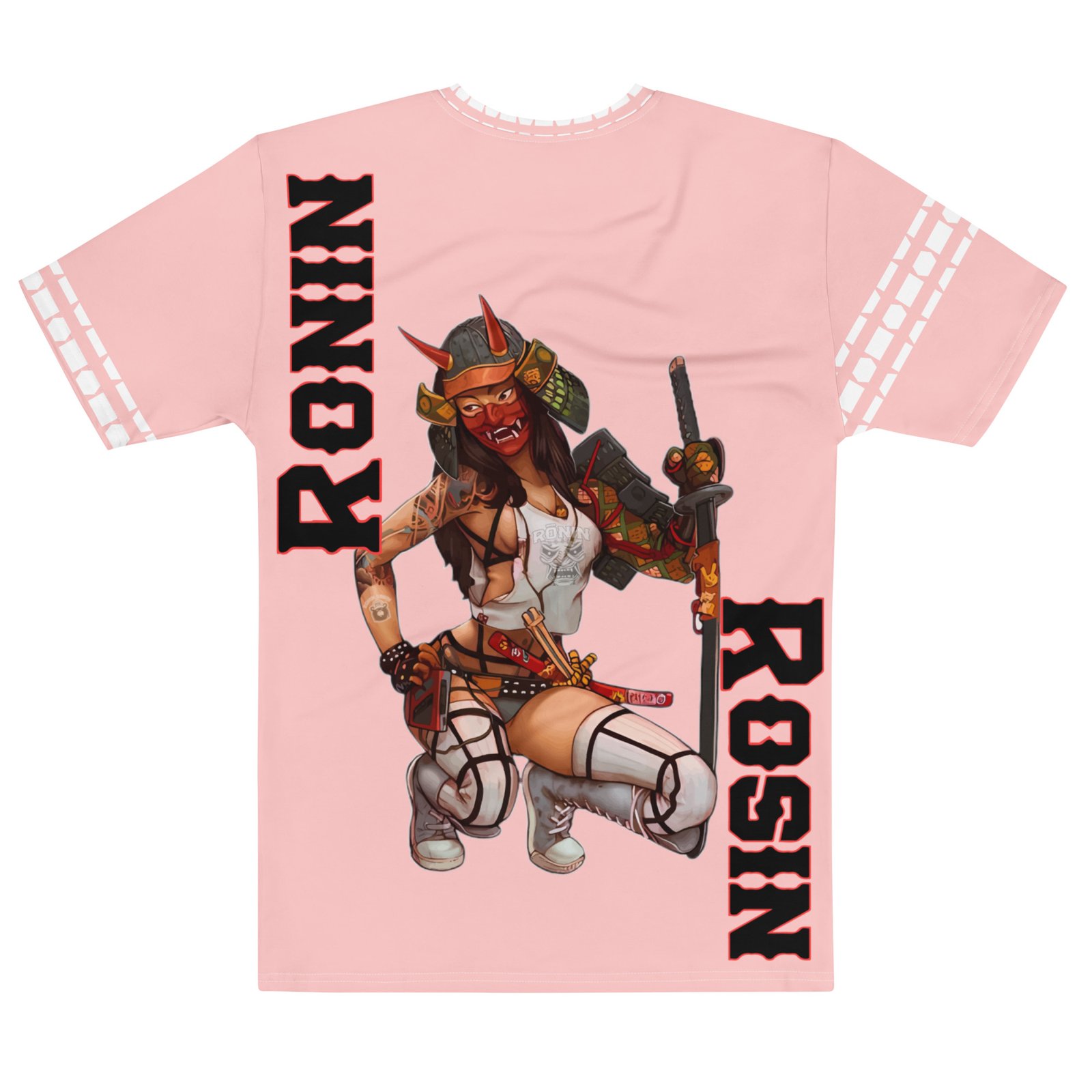 Samurai Lady Warrior Pink Men’s cotton crew neck t-shirt