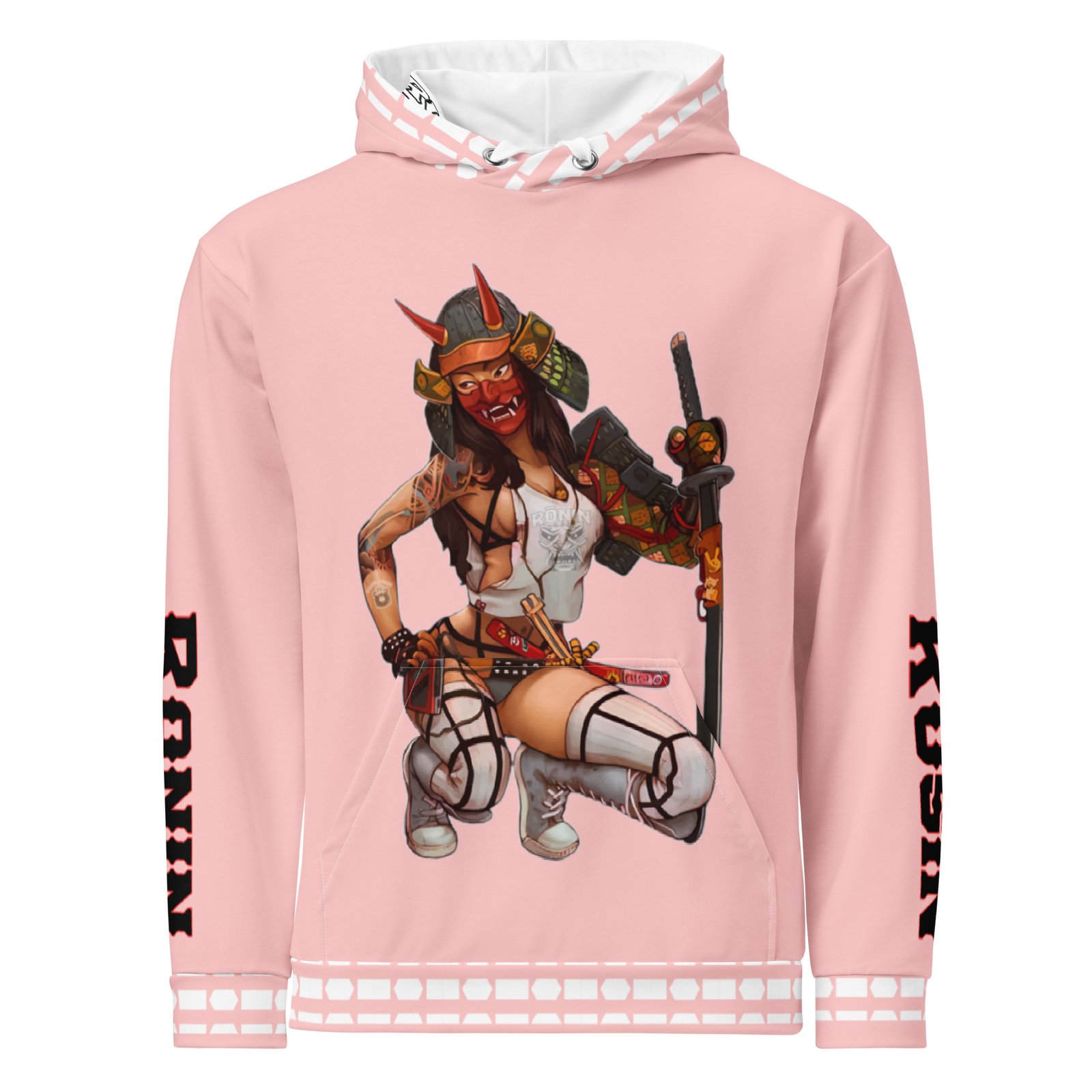 Samurai Lady Warrior Pink Hoodie
